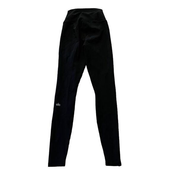 ALO YOGA Black Full Length  Leggings with Front Slits Size XXS - Picture 1 of 4